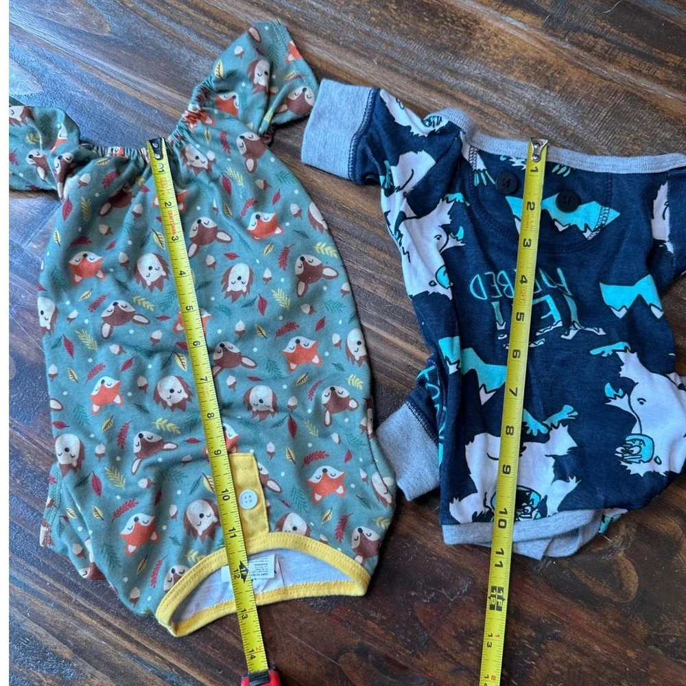 Vibrant Life &‎ Lazy One Dog Pajamas Bundle Small Woodland Yeti 2pc Set